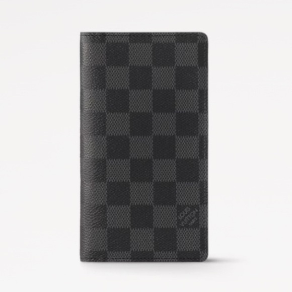 EUC [Louis Vuitton] Checkered Long Unisex Wallet Credit Card Holder Black/Grey - Picture 2 of 16